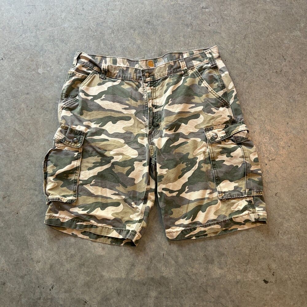 Carhartt Men's Relaxed Fit Camouflage Cargo Shorts Size 40 Work Casual Outdoors